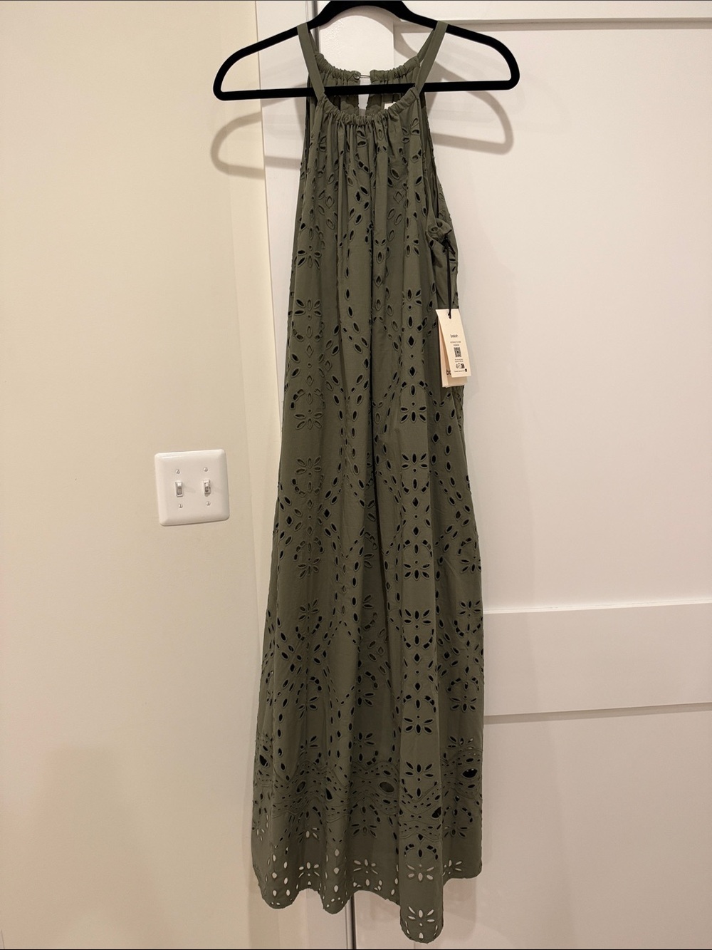ba&sh Bonie Dress- Olive Green Eyelet Maxi dress